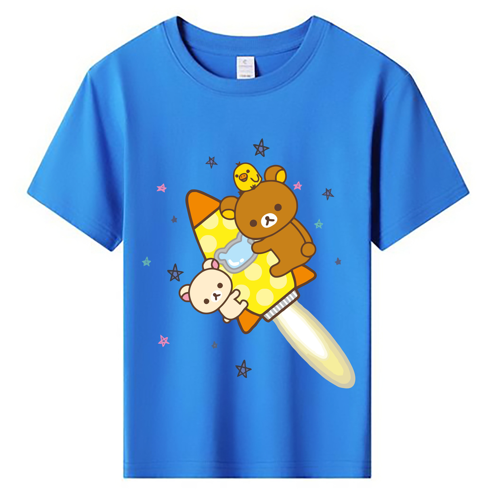 （画像用） リラックマ リラックマ キイロイトリ Rilakkuma Korilakkuma Kiiroitori 綿100％キッズTシャツ（フロントプリント）